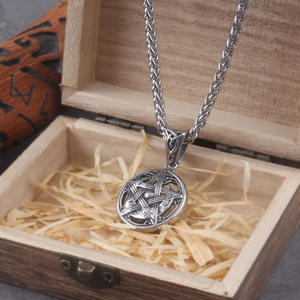 Colar Pentagrama + Caixa de Madeira