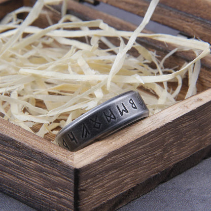 Anel Odin Runes + Caixa de Madeira