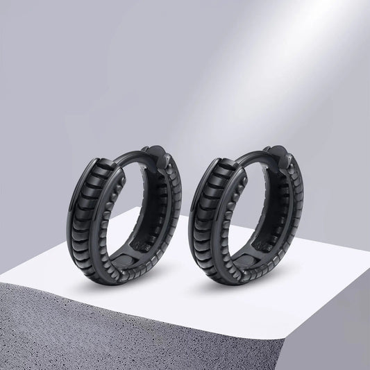 Brinco Argola Black Style - Aço Inoxidável banhado a Ródio negro