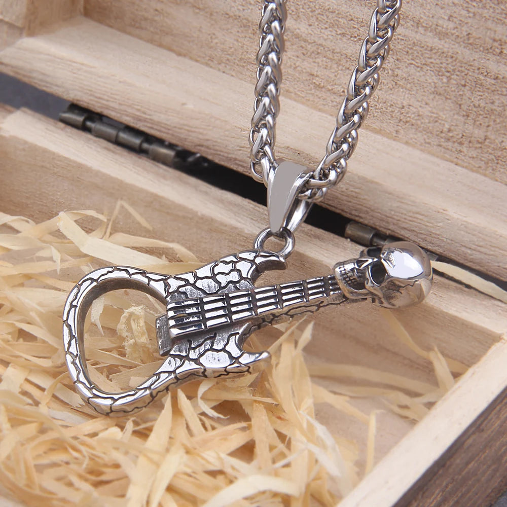 Colar Guitar Skull + Caixa de madeira