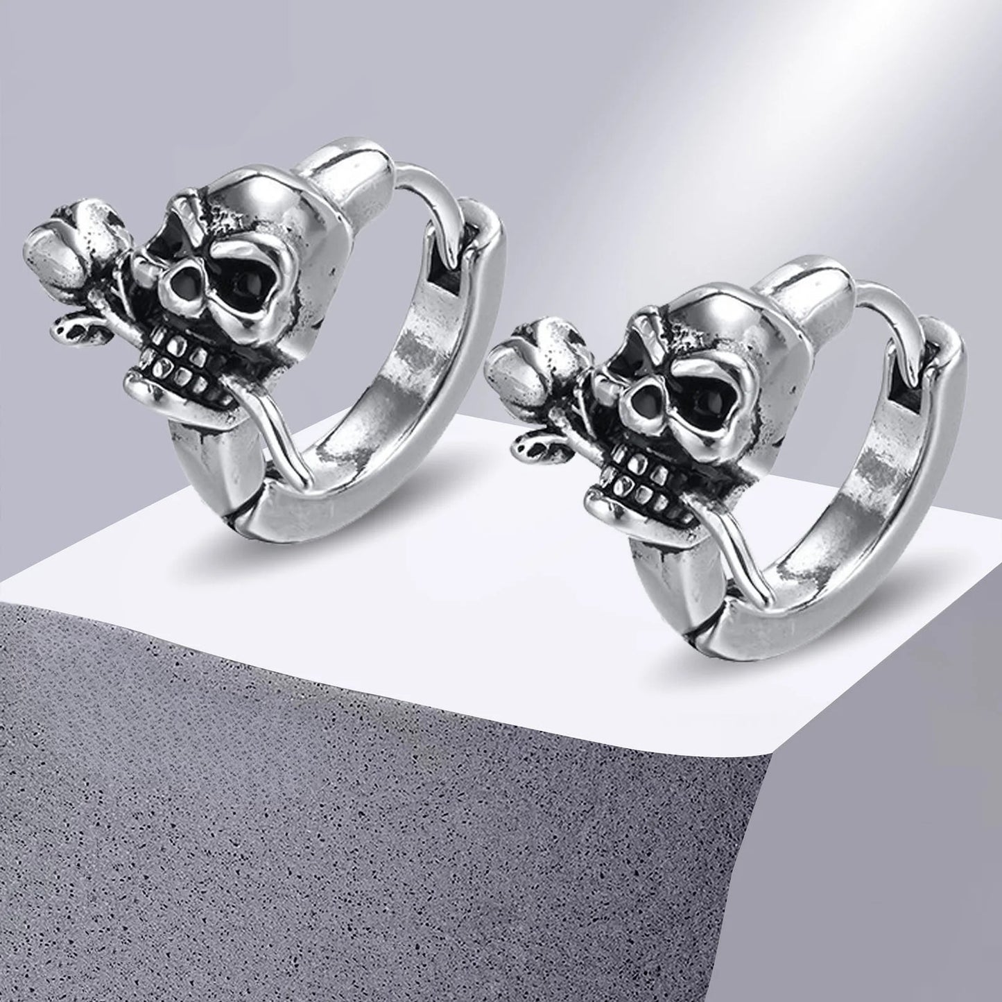 Brinco Skull Flower - Aço Inoxidável