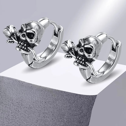 Brinco Skull Flower - Aço Inoxidável
