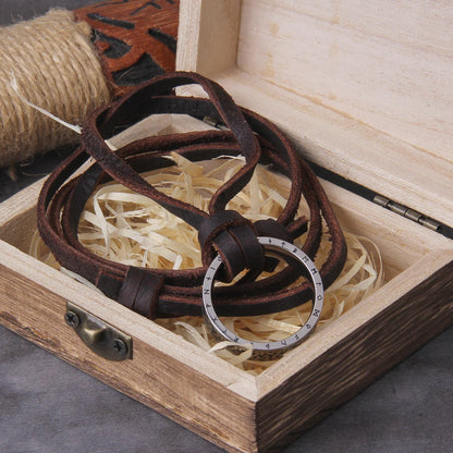 Colar Ring Rune + Caixa de Madeira