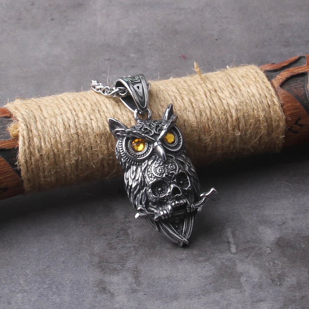 Colar Gothic Owl + Caixa de Madeira