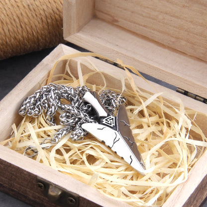 Colar Viking Lança + Caixa de Madeira