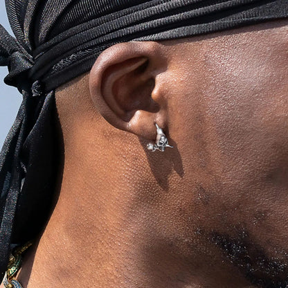 Brinco Skull Flower - Aço Inoxidável