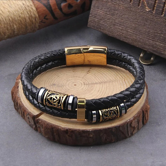 Bracelete em Couro Chemical + Caixa de Madeira