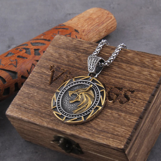 Colar Steel Wolf + Caixa de Madeira