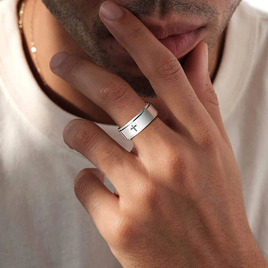 Anel Spinner Cross - Aço Inoxidável