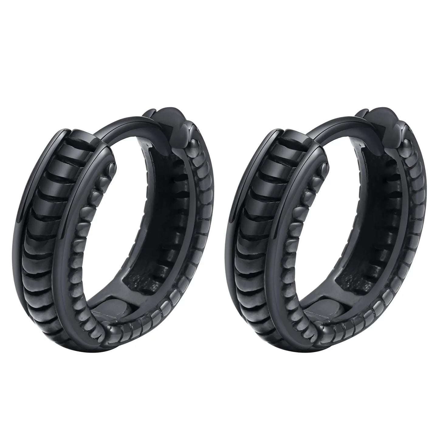 Brinco Argola Black Style - Aço Inoxidável banhado a Ródio negro