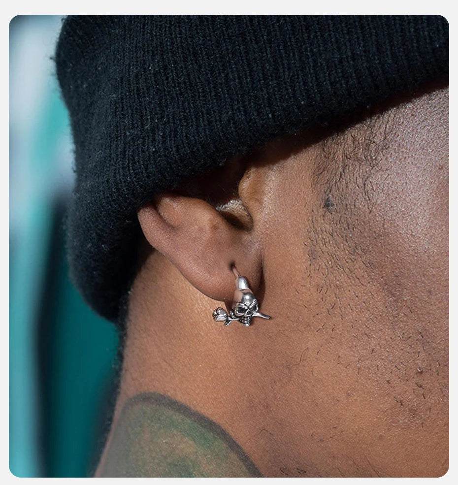 Brinco Skull Flower - Aço Inoxidável