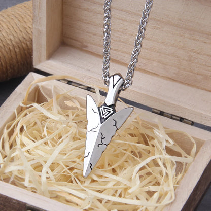 Colar Viking Lança + Caixa de Madeira