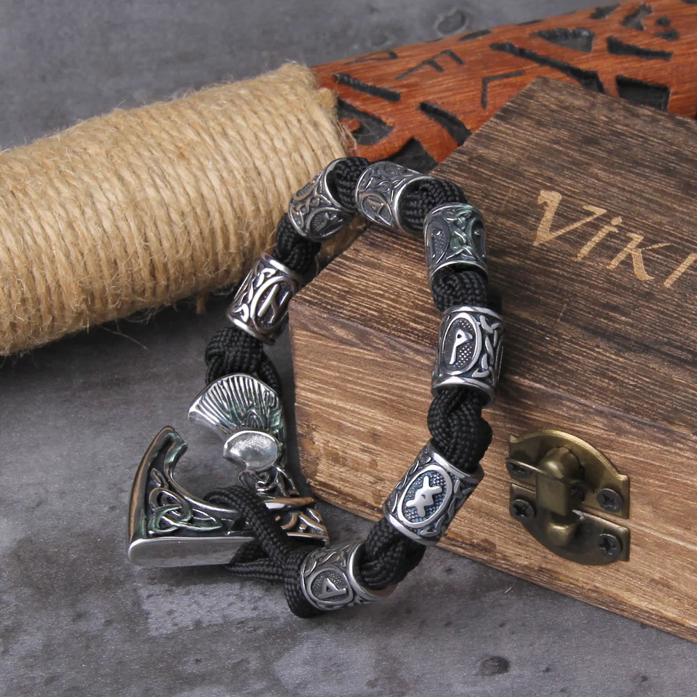 Bracelete Viking Machado + Caixa de Madeira