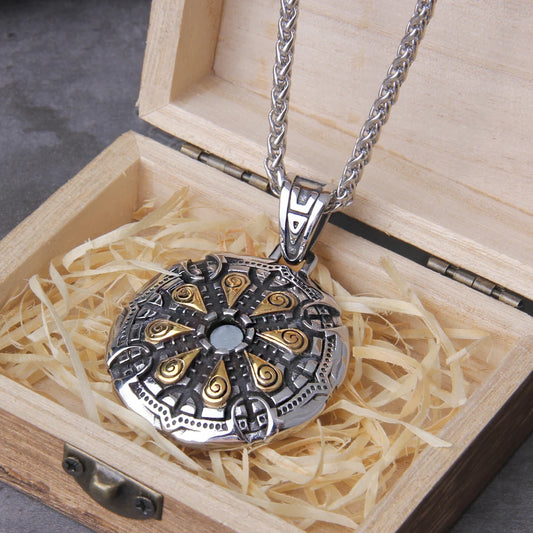 Colar Viking Shield + Caixa de Madeira