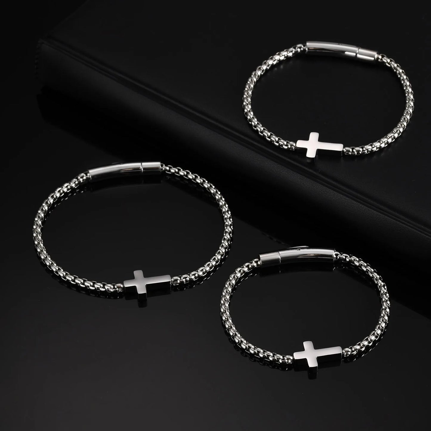 Pulseira Corrente Cruz - Aço Inoxidável