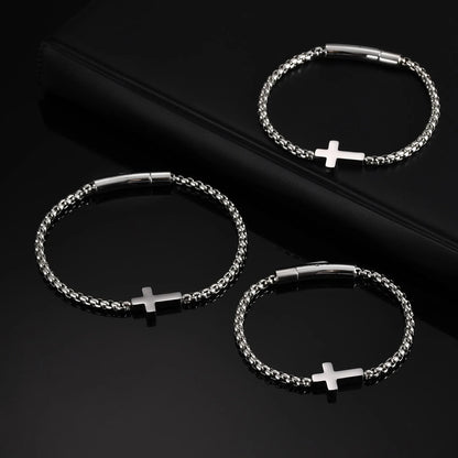 Pulseira Corrente Cruz - Aço Inoxidável