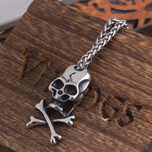 Colar Steel Skull + Caixa de Madeira