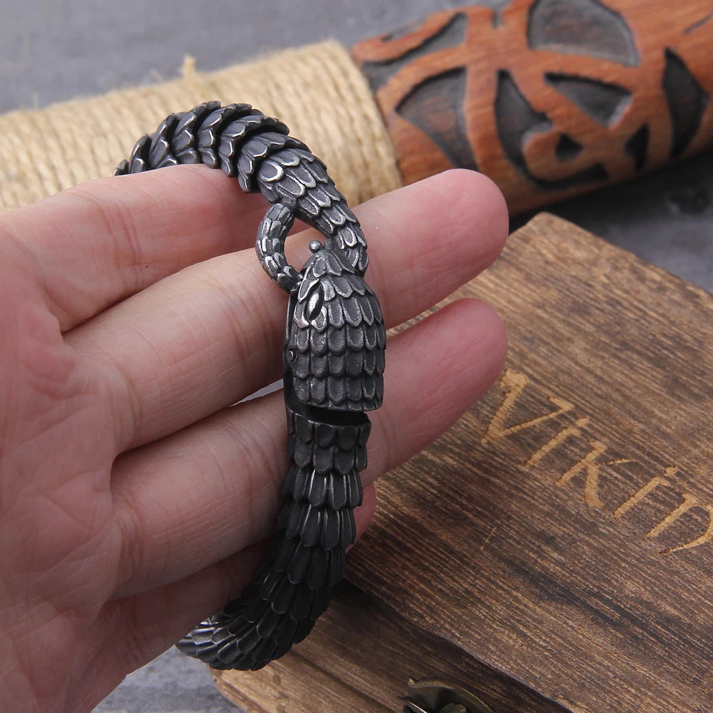 Bracelete Black Snake + Caixa de Madeira