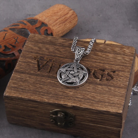 Colar Pentagrama + Caixa de Madeira