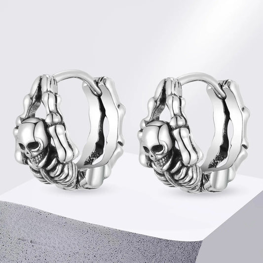 Brinco Argola Caveira - Aço Inoxidável